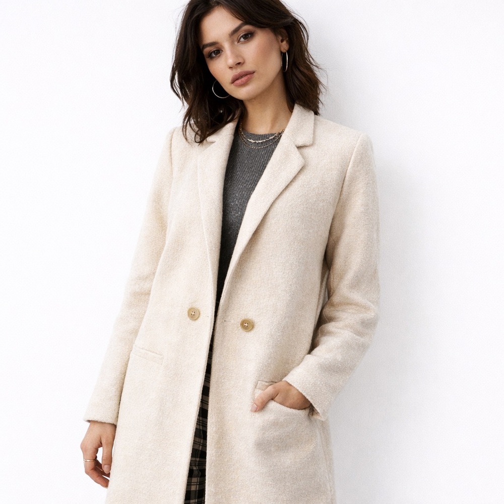 Anthropologie Sanctuary Cream Textured Blazer Jacket Small | Neutral Work Chic